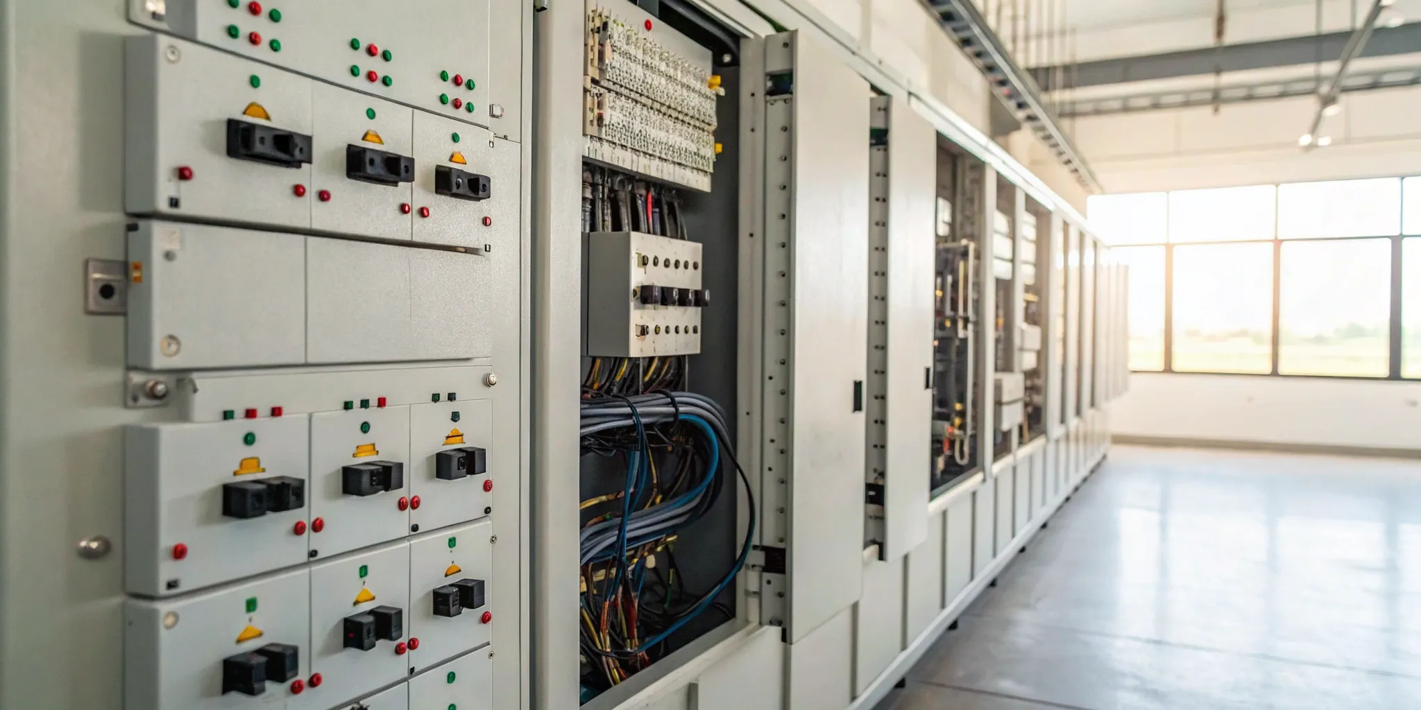 Custom electrical solutions with specialized control panels and wiring for a commercial business.