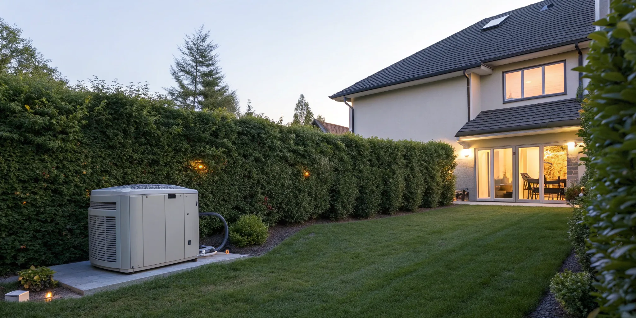 A Generac home standby generator installed, a key factor in overall generator prices.