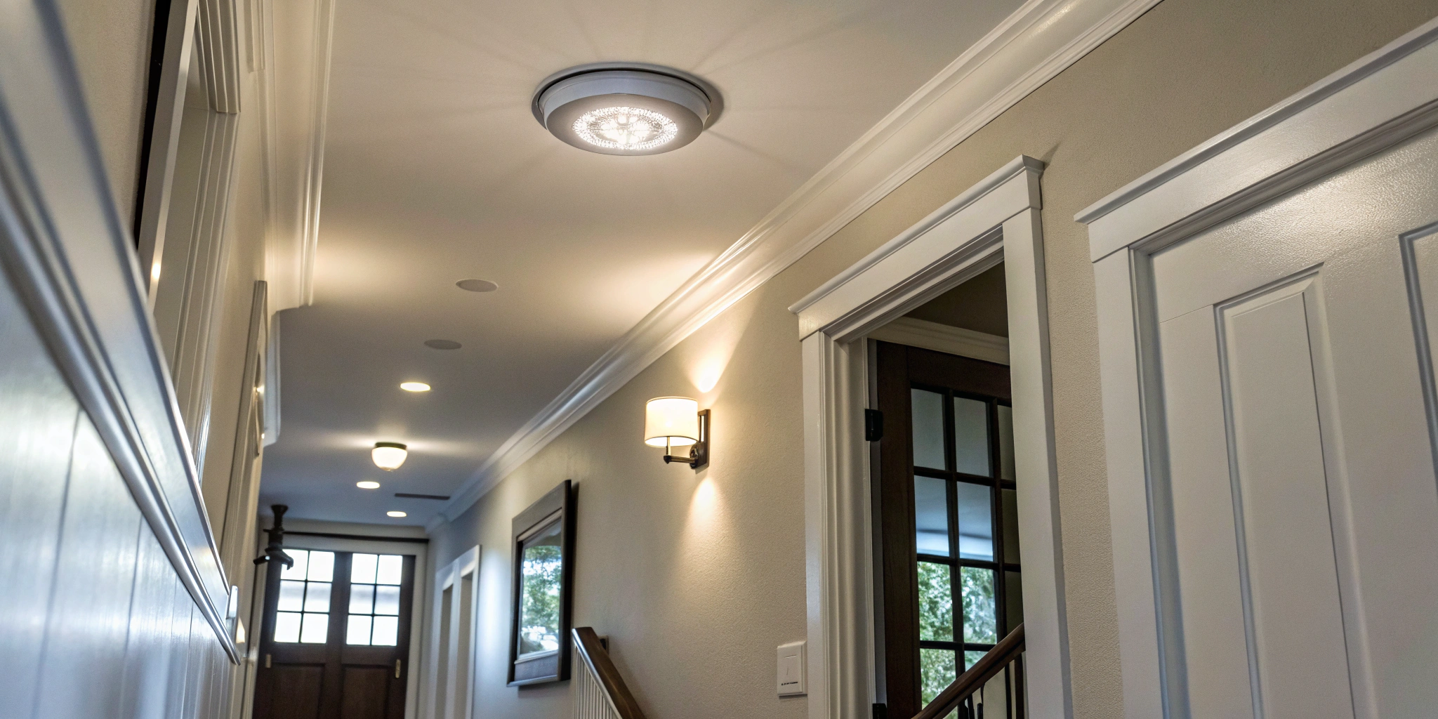 Wiring a motion sensor to an existing hallway light.