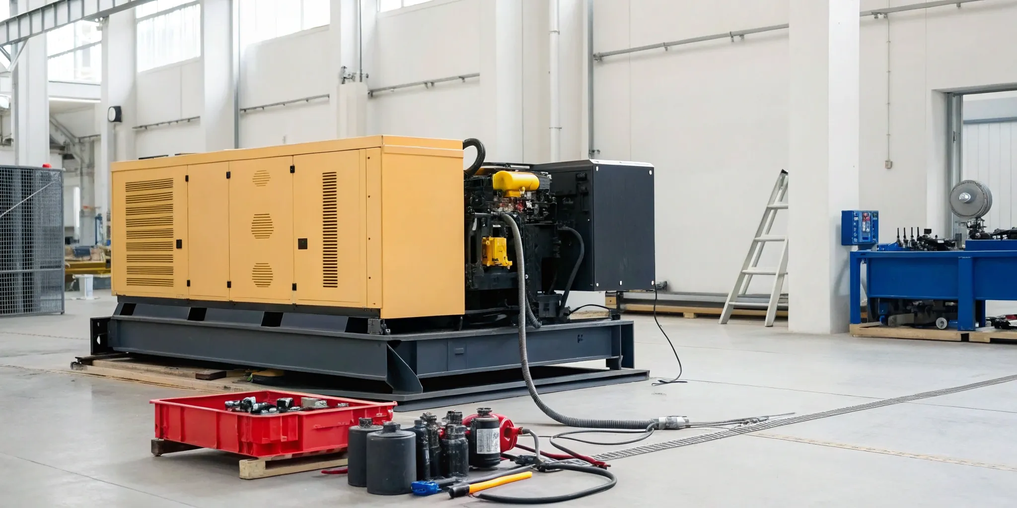 Technician performing industrial generator maintenance in Bridgeport.