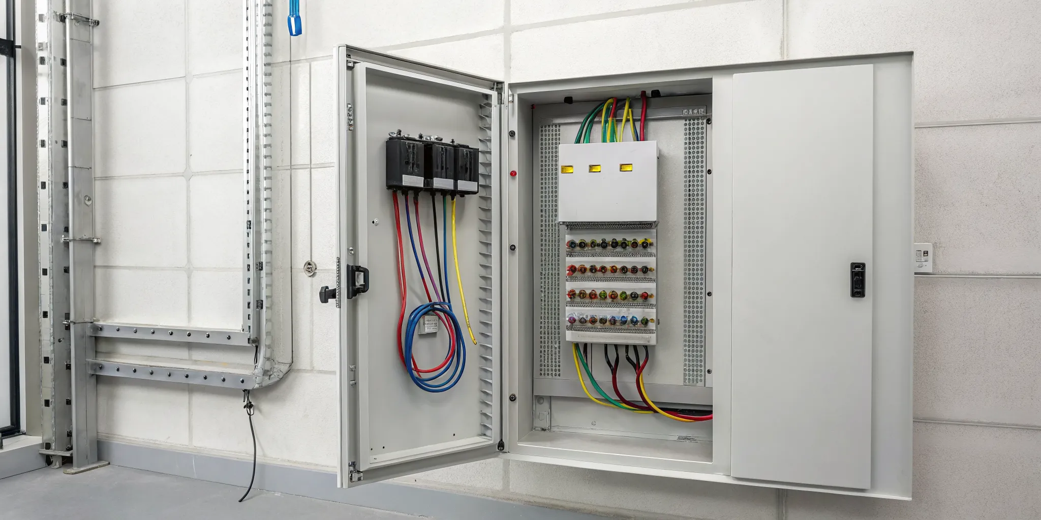 An open electrical panel with breakers, a key factor in the total replacement cost.