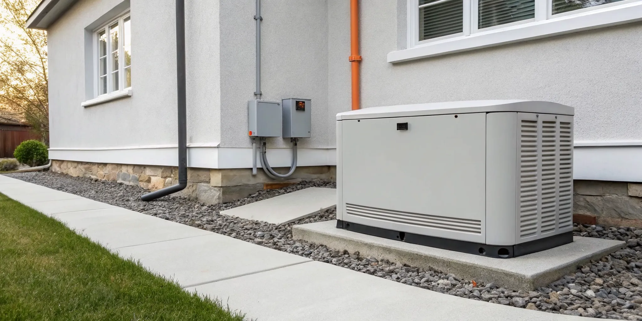 Generac generator installed beside a home, a key part of the total installation cost.