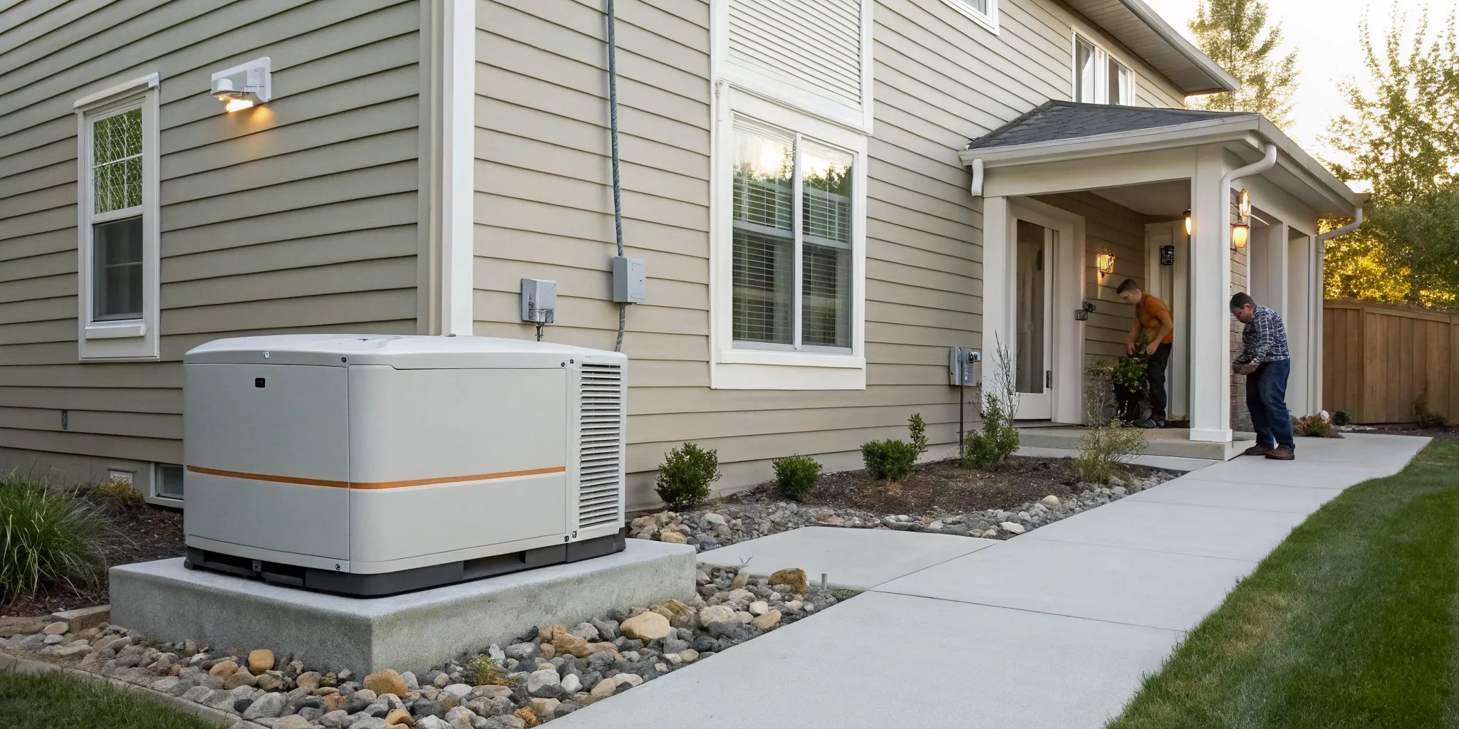 A Generac home generator after professional installation, a key part of the total cost.
